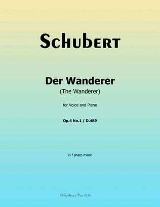 Book cover for Der Wanderer, by Schubert, Op.4 No.1, in f sharp minor