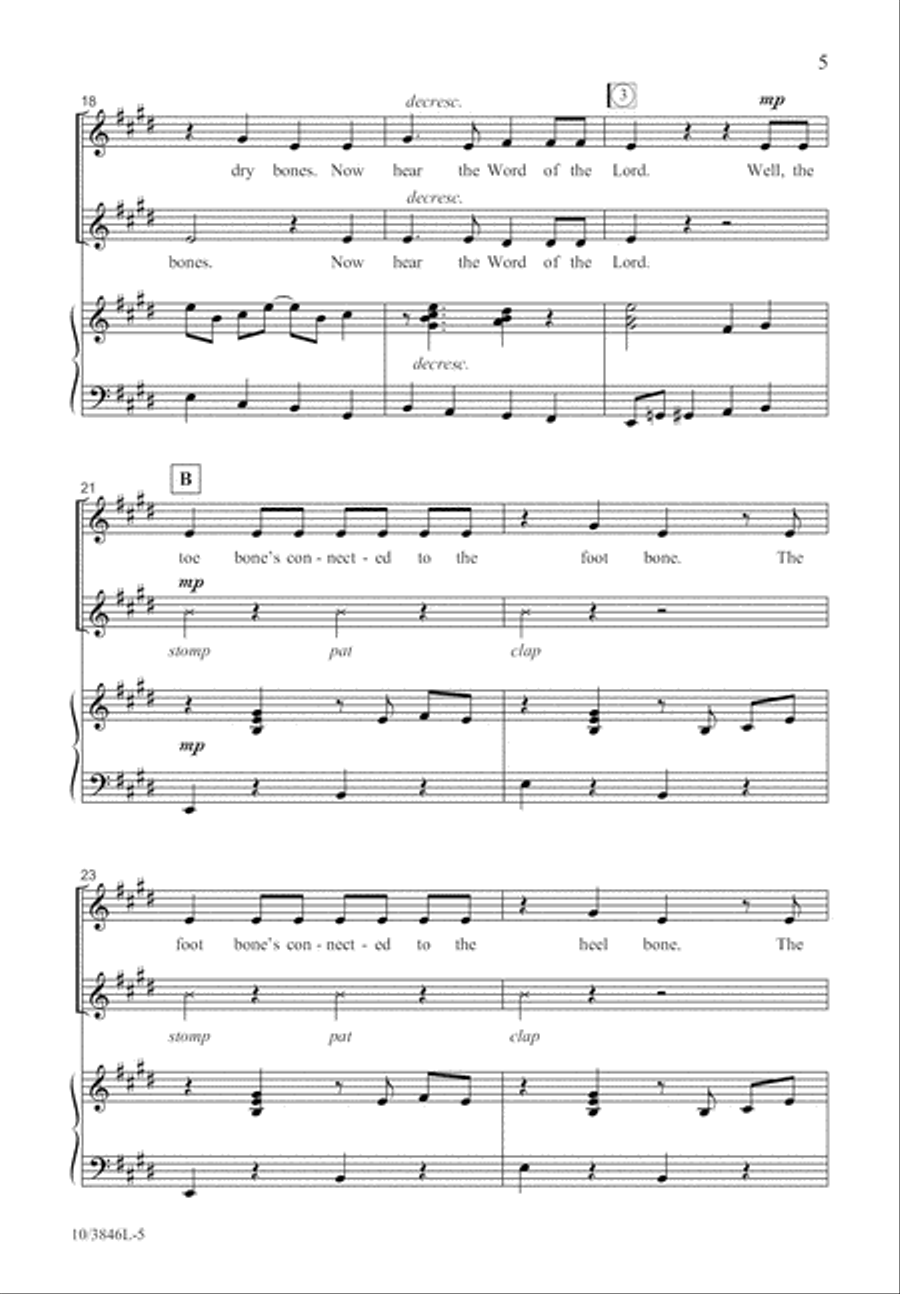 Dry Bones Unison Choir scores gallery preview page 6