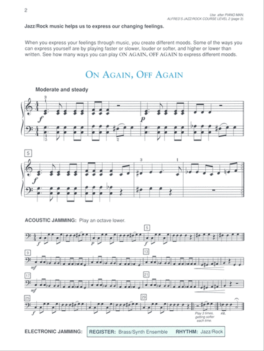 Alfred's Basic Jazz/Rock Course: Performance, Level 2 Piano Method scores gallery preview page 3