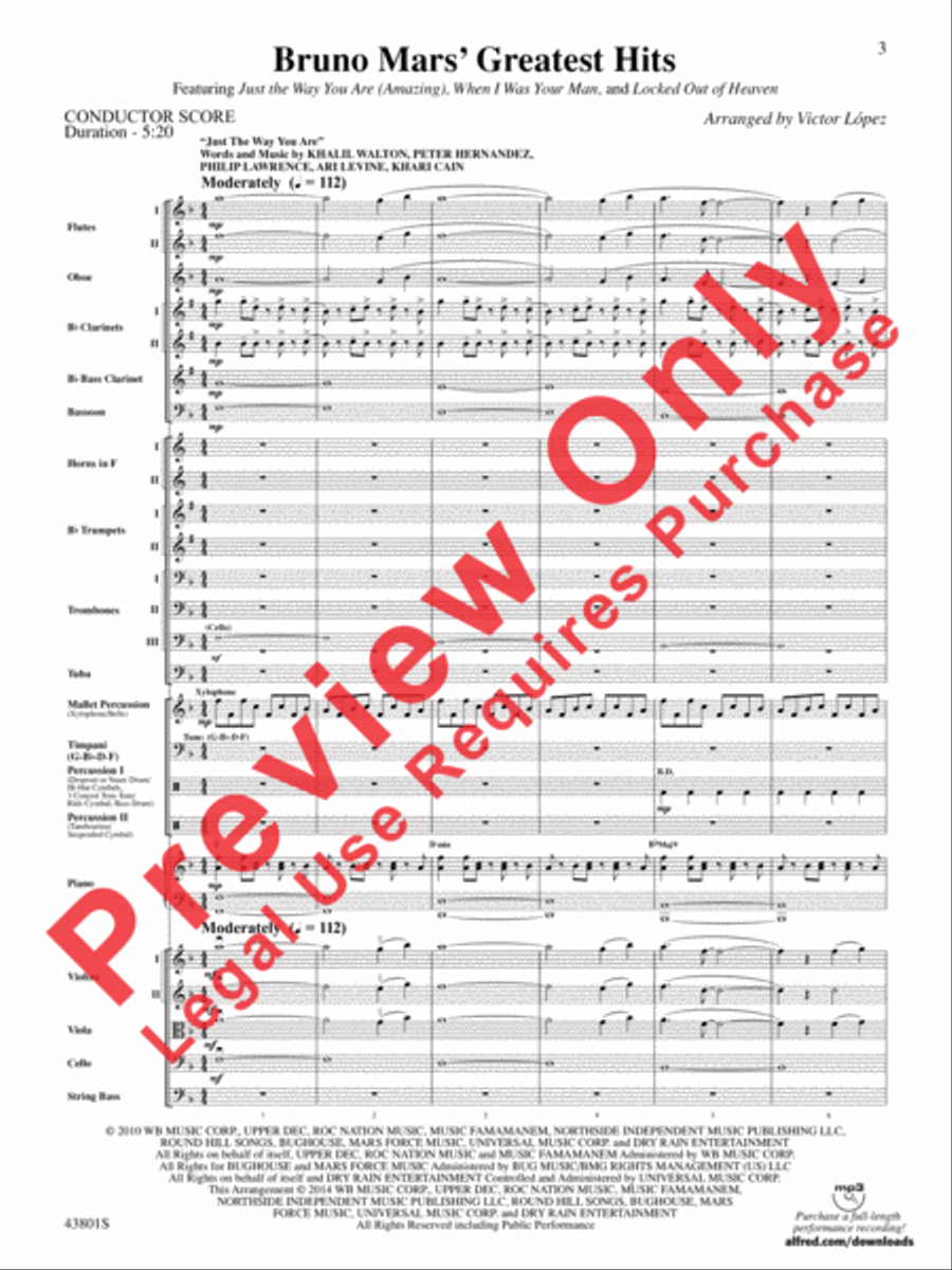 Bruno Mars' Greatest Hits Full Orchestra scores gallery preview page 4