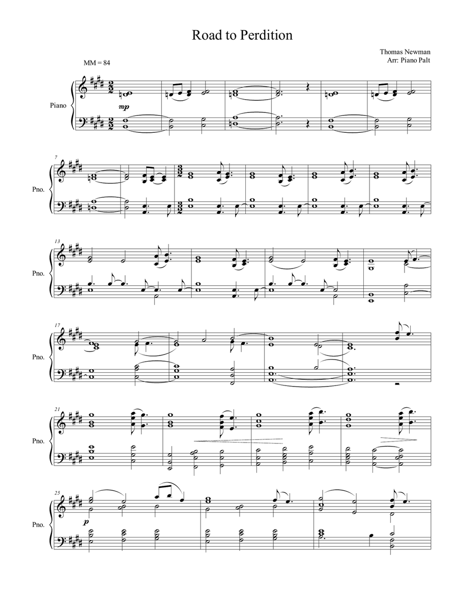 Road To Perdition Piano Solo scores gallery preview page 1