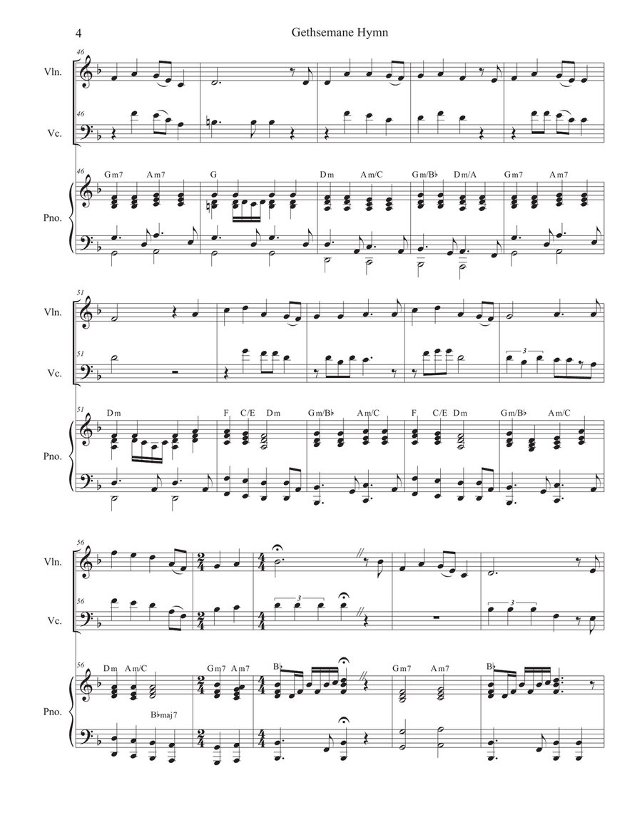 Gethsemane Hymn Piano Trio scores gallery preview page 4