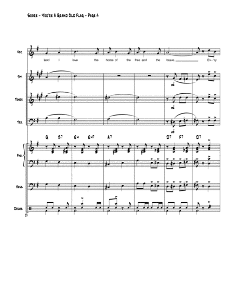You're A Grand Old Flag (Vocal Solo and Jazz Combo) Jazz Ensemble scores gallery preview page 6