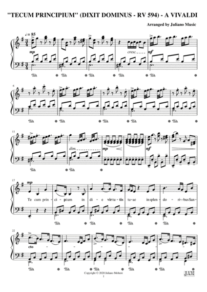 TECUM PRINCIPIUM (PIANO REDUCTION WITH LYRICS) - A. VIVALDI image number null