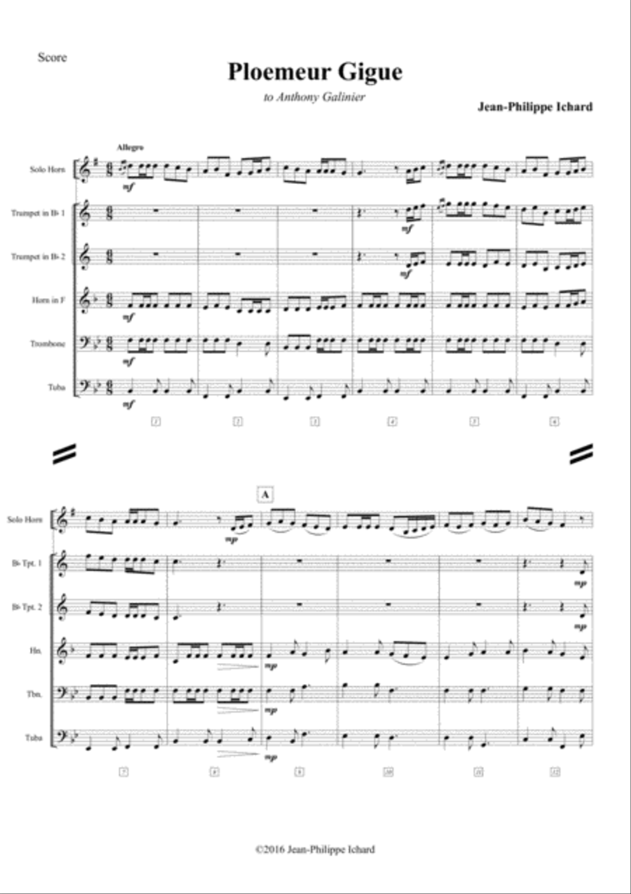 Ploemeur Gigue - Score + Parts Brass Ensemble scores gallery preview page 1