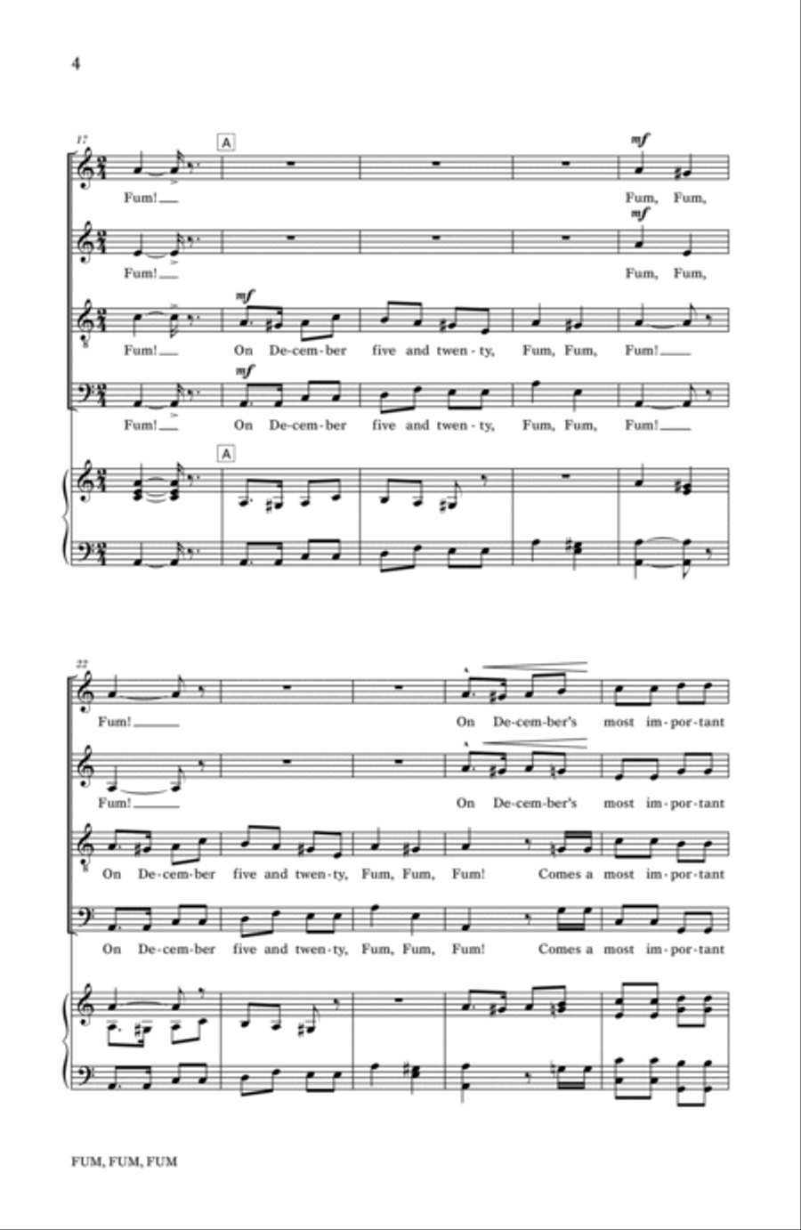 Fum, Fum, Fum 4-Part scores gallery preview page 3