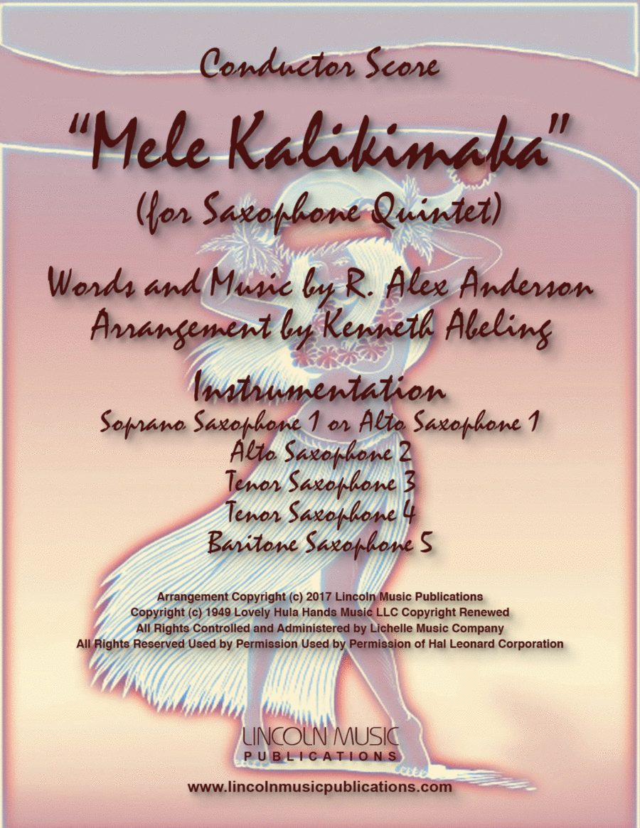 Mele Kalikimaka Saxophone Quintet scores gallery preview page 1