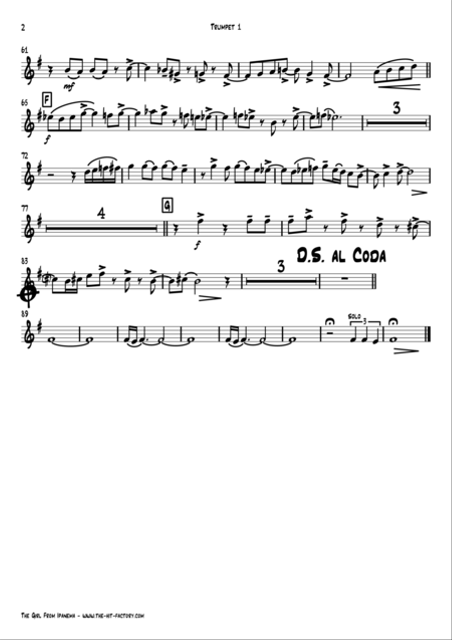 The Girl From Ipanema (Garota De Ipanema) Horn scores gallery preview page 6