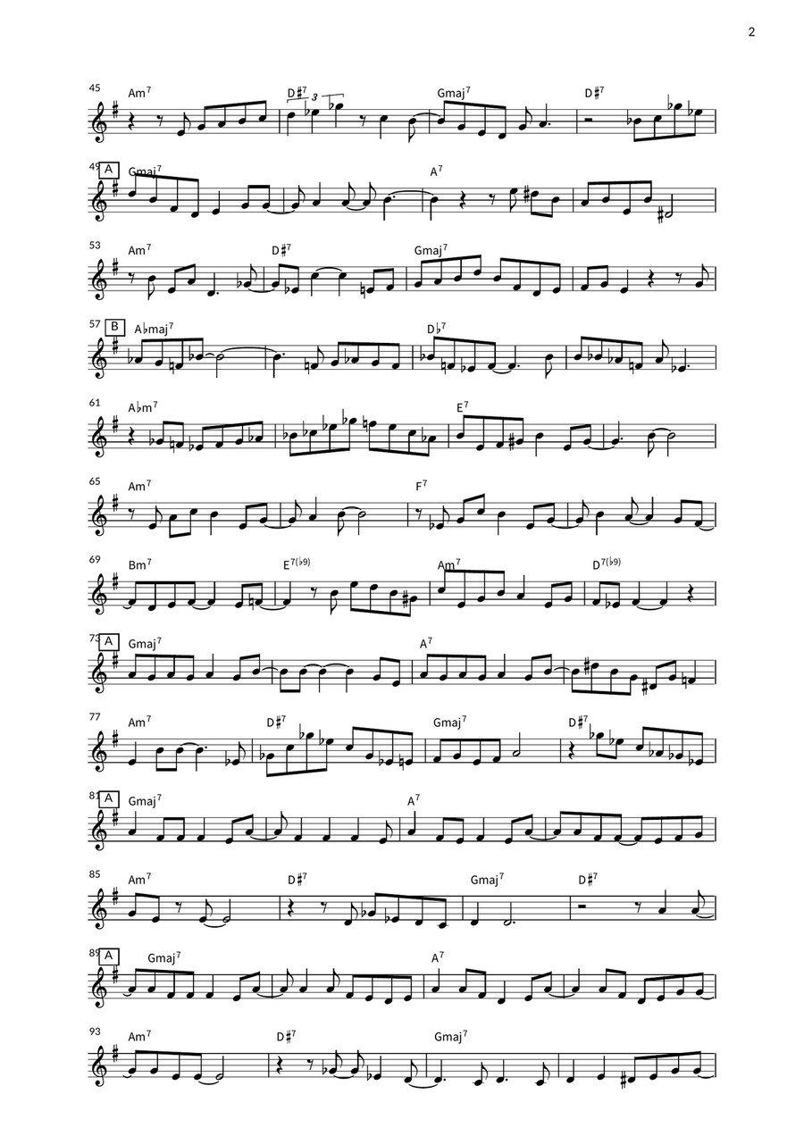 The Girl From Ipanema (Garôta De Ipanema) Tenor Saxophone scores gallery preview page 2