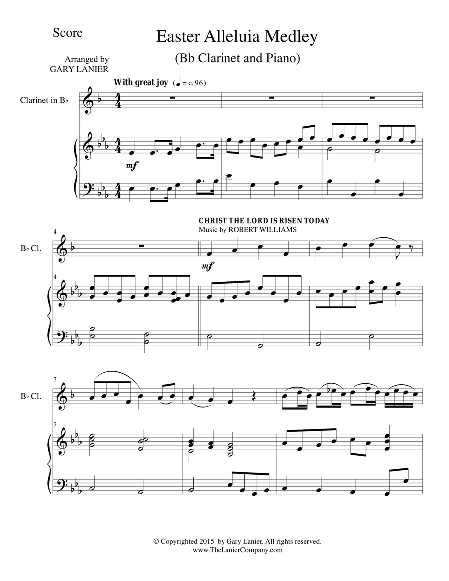 EASTER ALLELUIA MEDLEY (Duet – Bb Clarinet/Piano) Score and Clarinet Part image number null