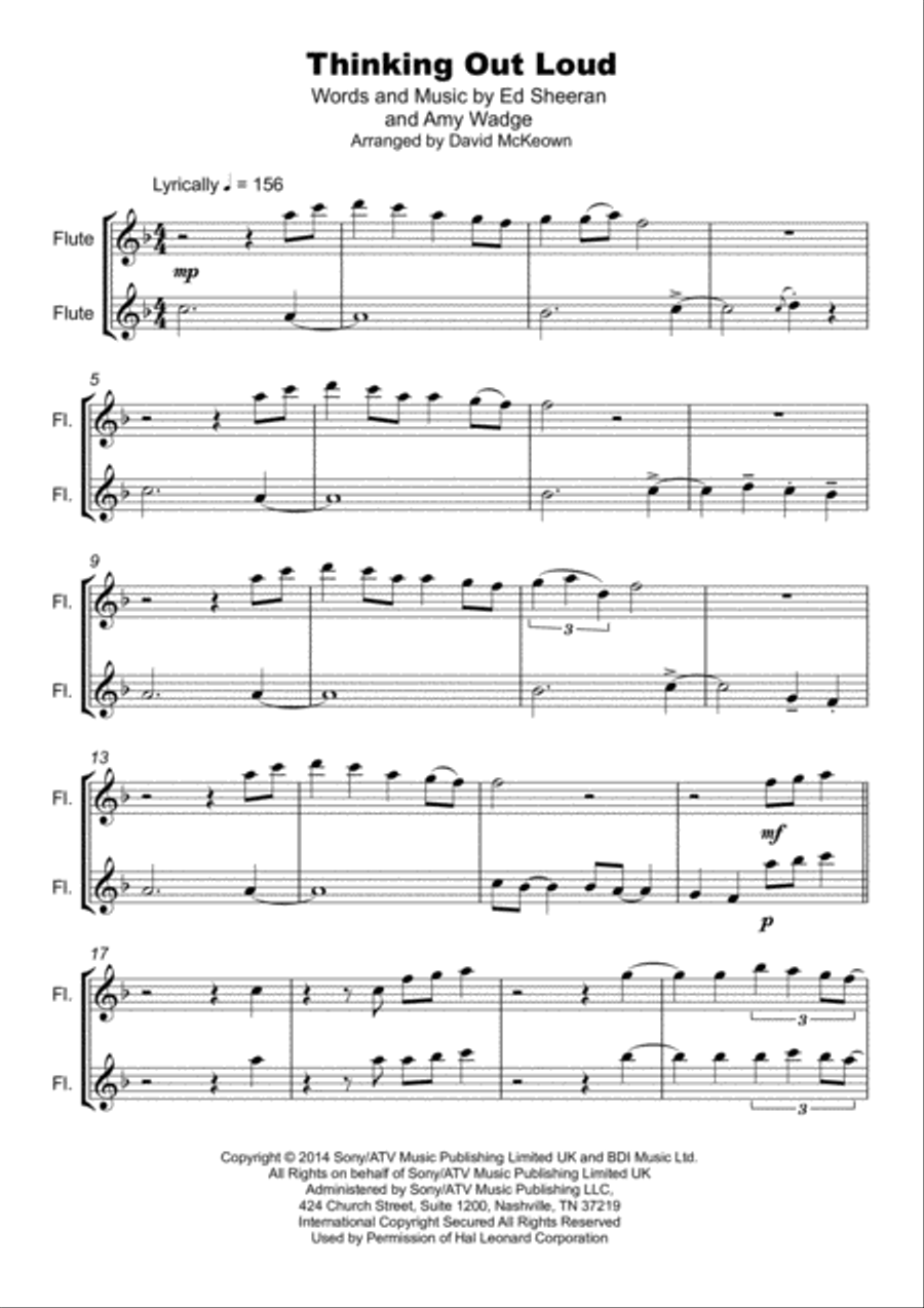 Thinking Out Loud Flute Duet scores gallery preview page 2