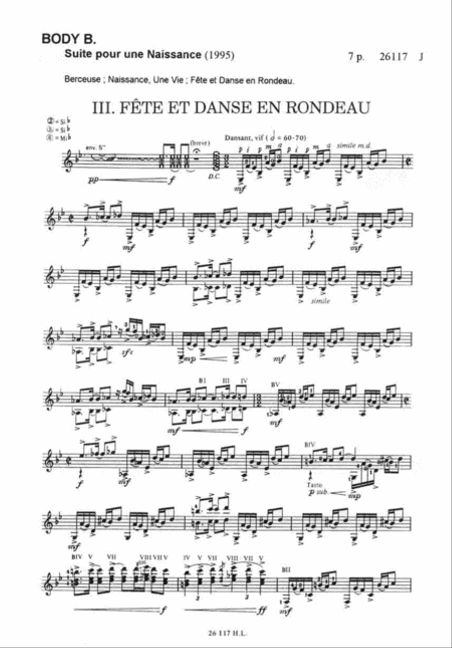 Suite Pour Une Naissance Acoustic Guitar scores gallery preview page 2