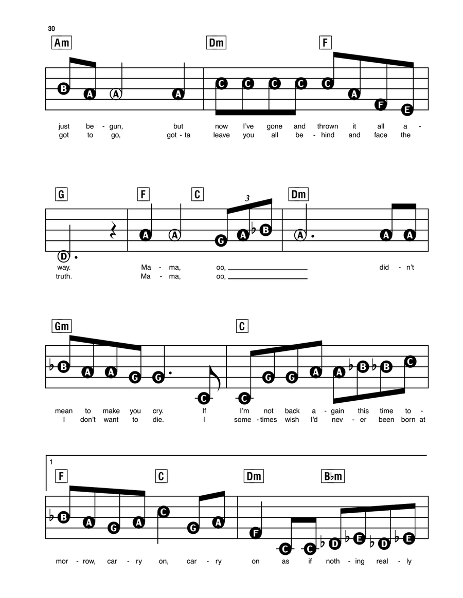 Bohemian Rhapsody Electronic Keyboard scores gallery preview page 3