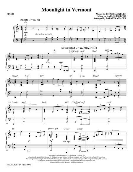 Moonlight in Vermont (arr. Darmon Meader) - Piano
