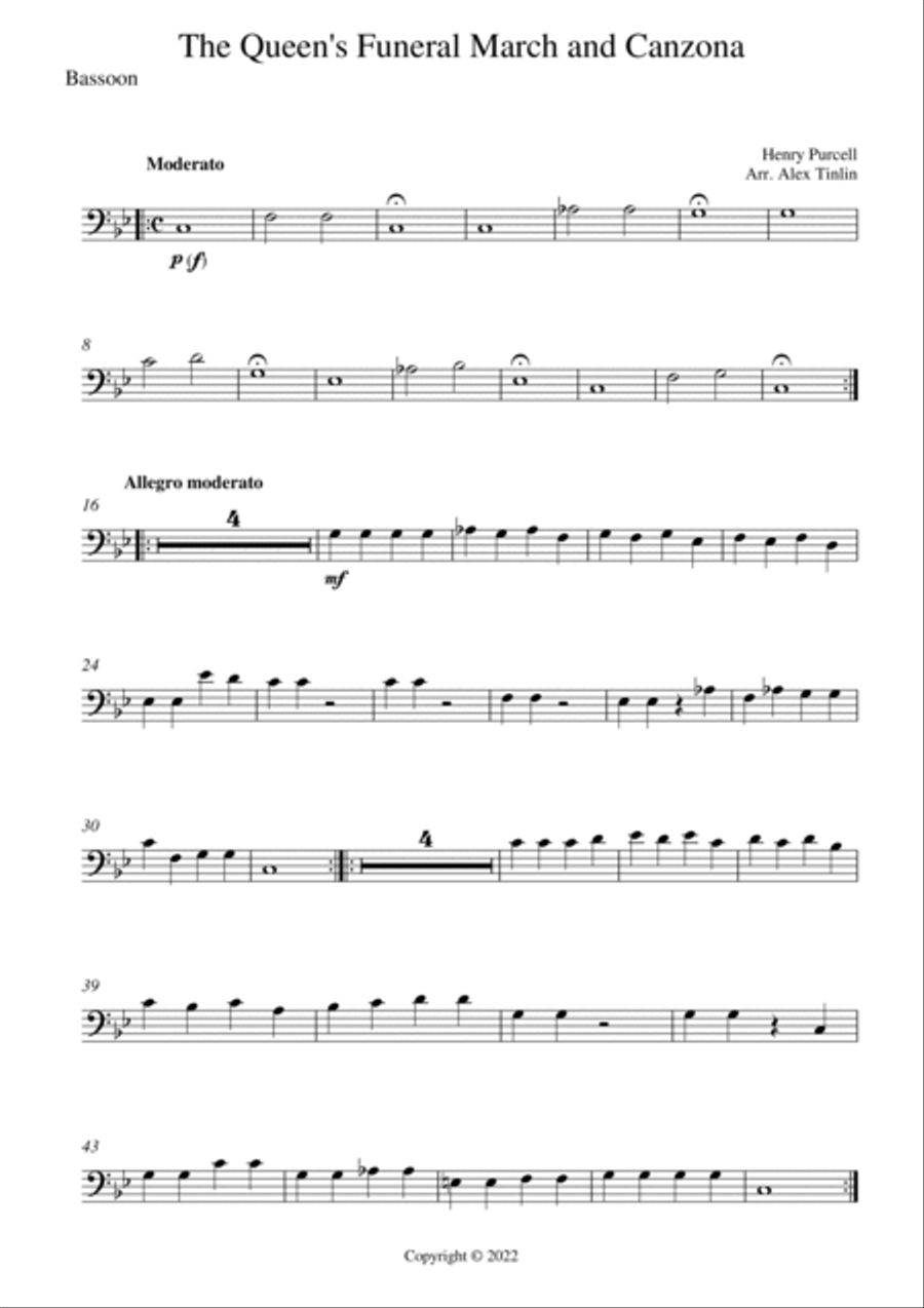 The Queen's Funeral March and Canzona Woodwind Quartet scores gallery preview page 3