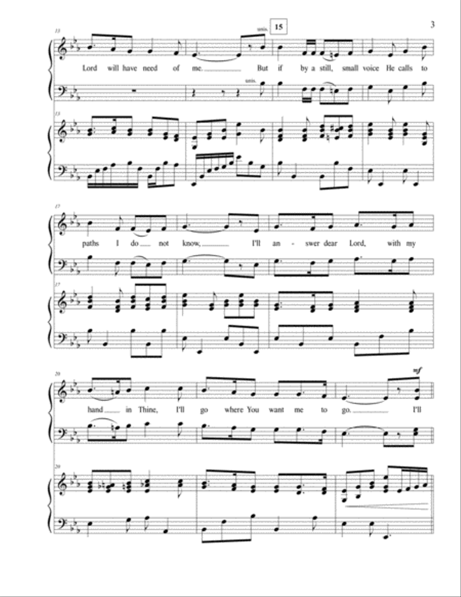 I'll Go Where You Want Me to Go 4-Part scores gallery preview page 3