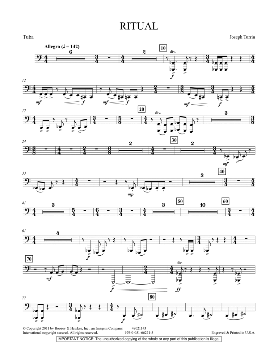 Ritual - Tuba Ritual - Tuba Concert Band scores gallery preview page 1