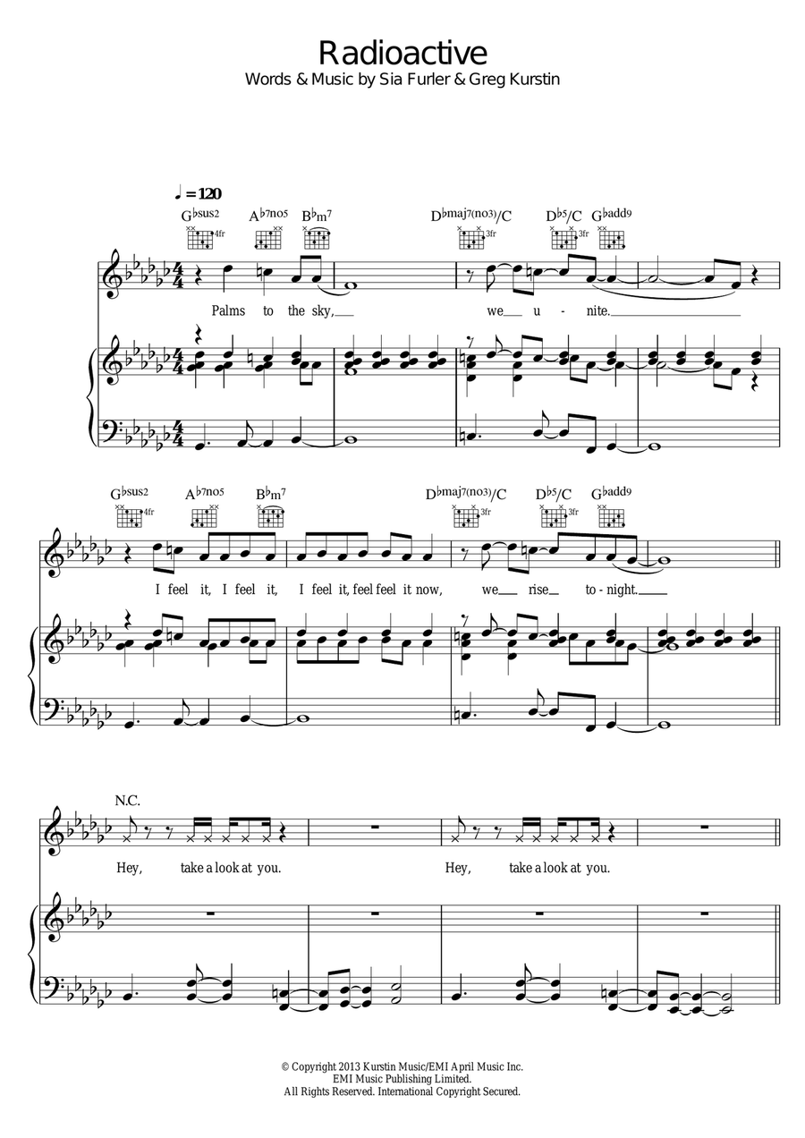 Radioactive Piano, Vocal scores gallery preview page 1