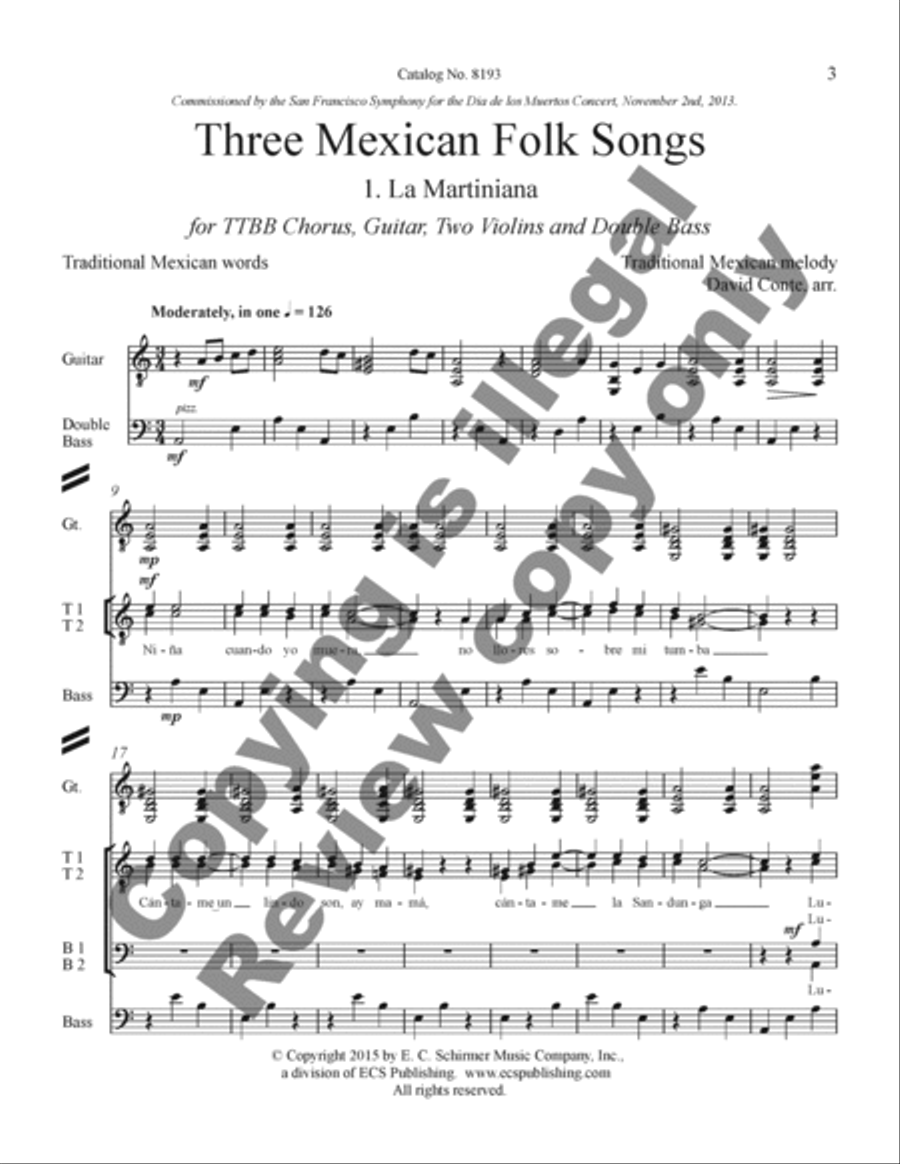 Three Mexican Folk Songs (TTBB Full Score) TTBB scores gallery preview page 13