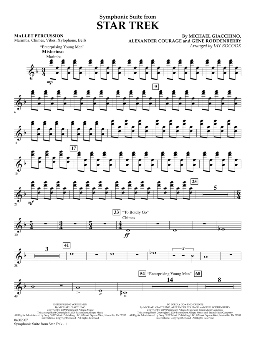 Symphonic Suite from Star Trek - Mallet Percussion Percussion scores gallery preview page 1