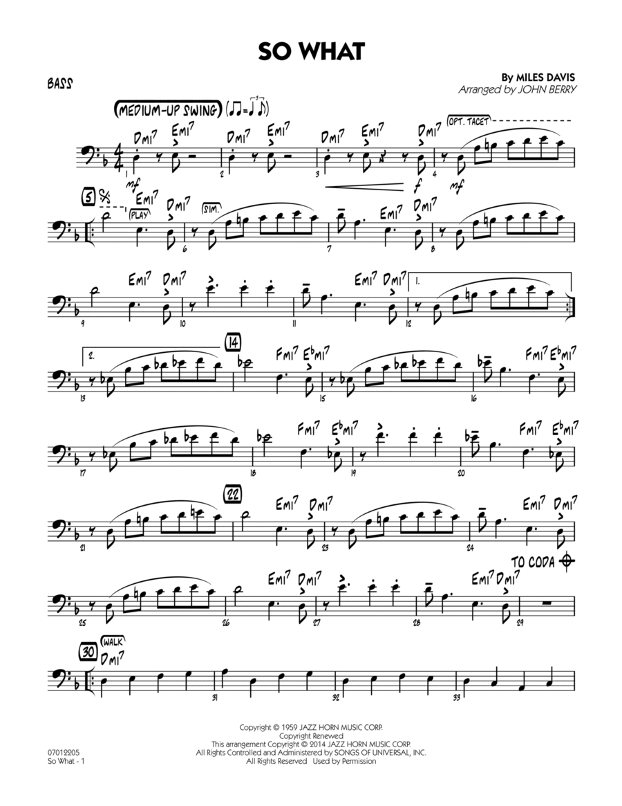 So What - Bass Jazz Ensemble scores gallery preview page 1