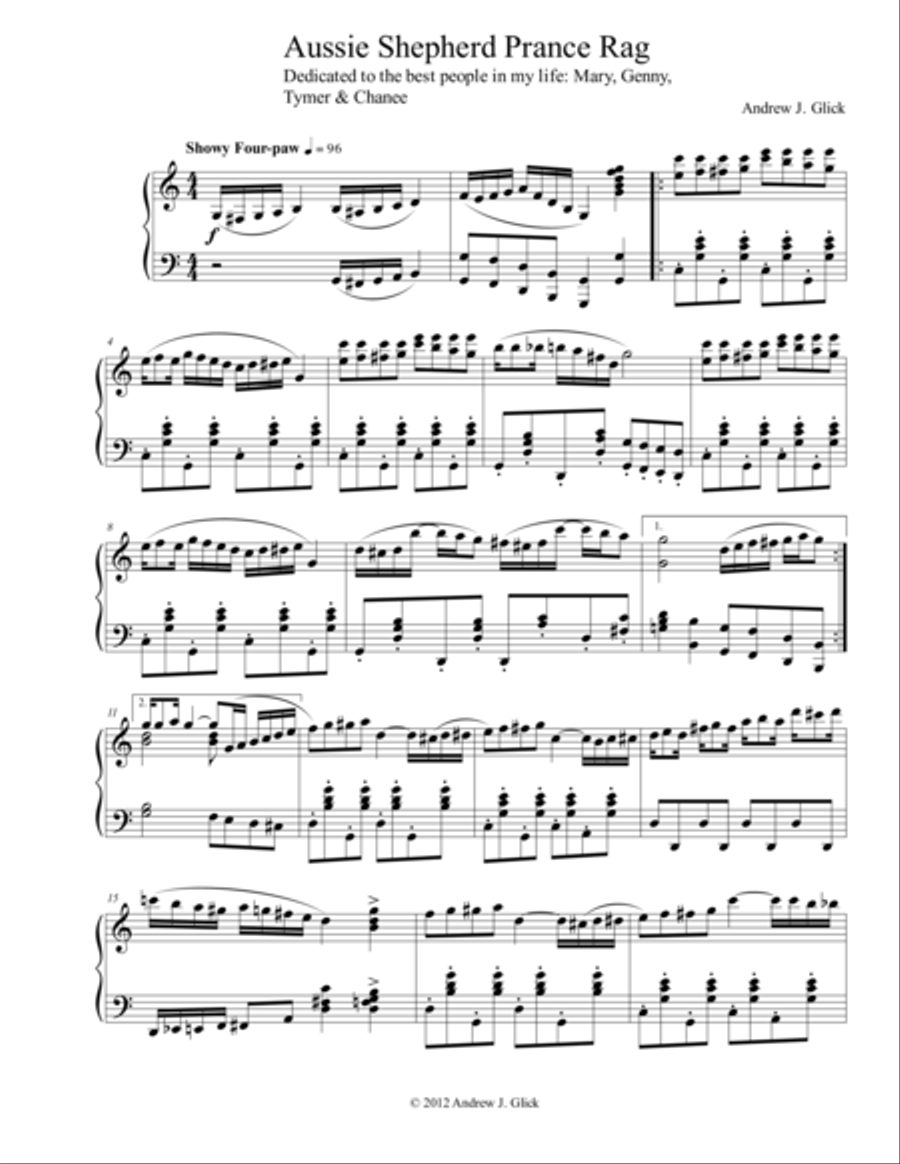 Aussie Shepherd Prance Rag Piano Solo scores gallery preview page 1