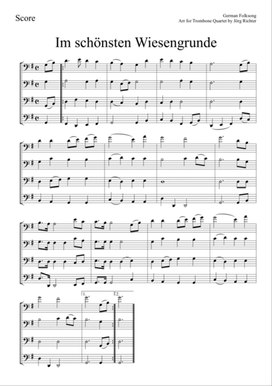 Im schönsten Wiesengrunde for Trombone Quartet Brass Quartet scores gallery preview page 2