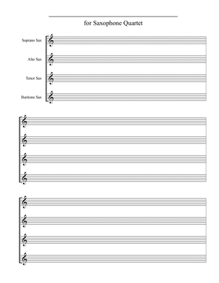 MANUSCRIPT PAPER for Saxophone Quartet (Letter)