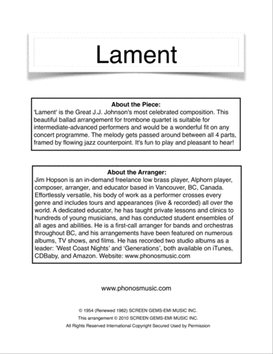 Lament Brass Ensemble scores gallery preview page 2
