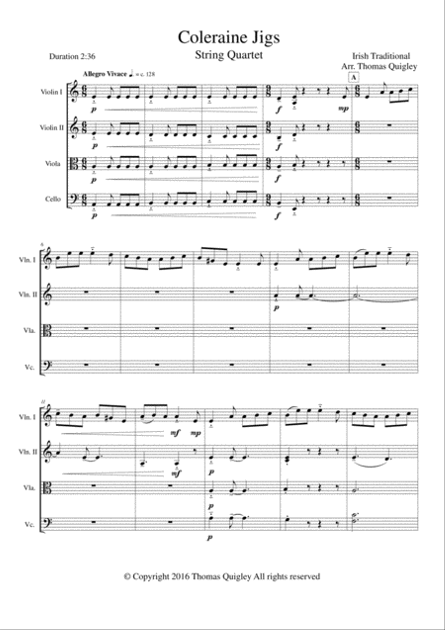 Coleraine Jigs Coleraine Jigs String Quartet scores gallery preview page 1