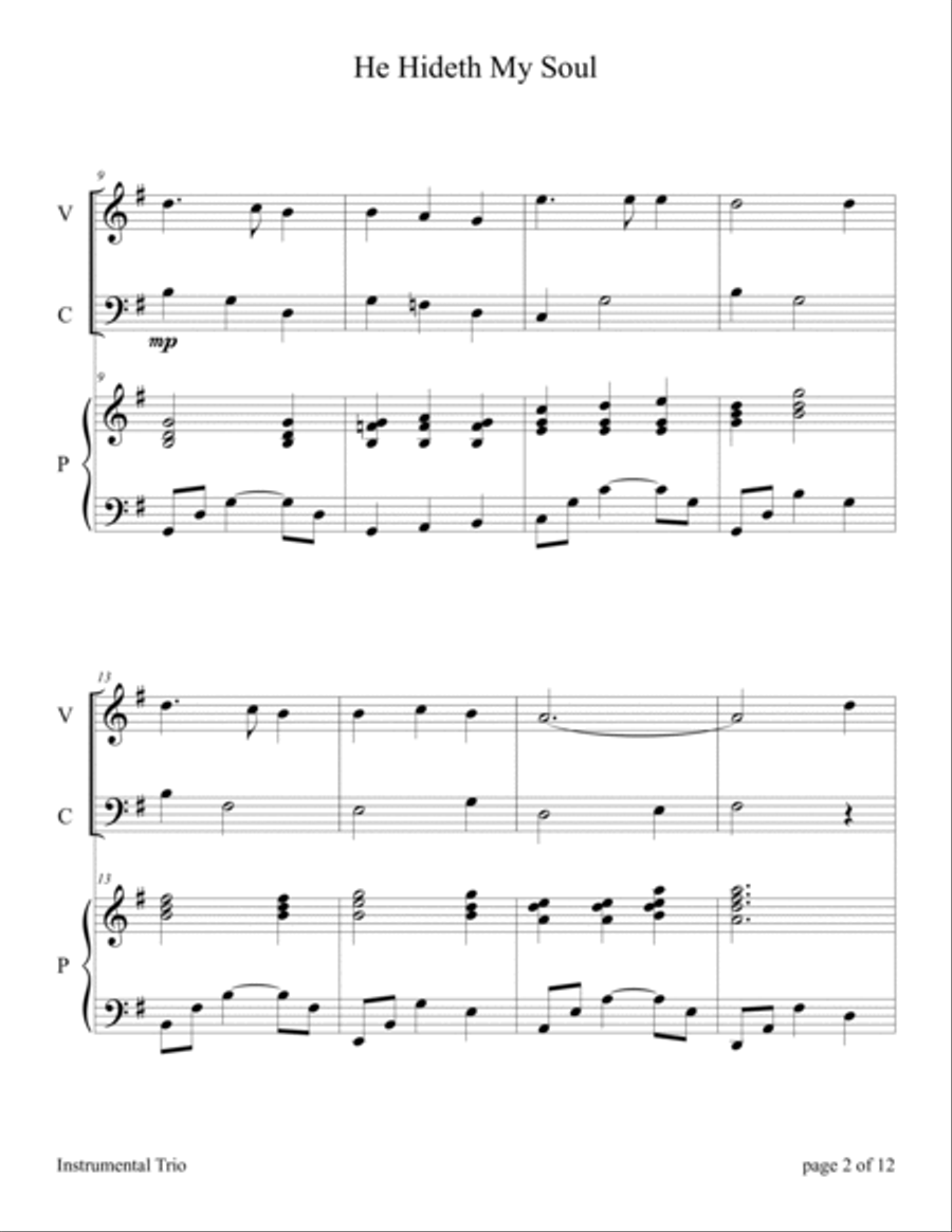 He Hideth My Soul (for Violin and Cello Duet with Piano Accompaniment) Piano Trio scores gallery preview page 5