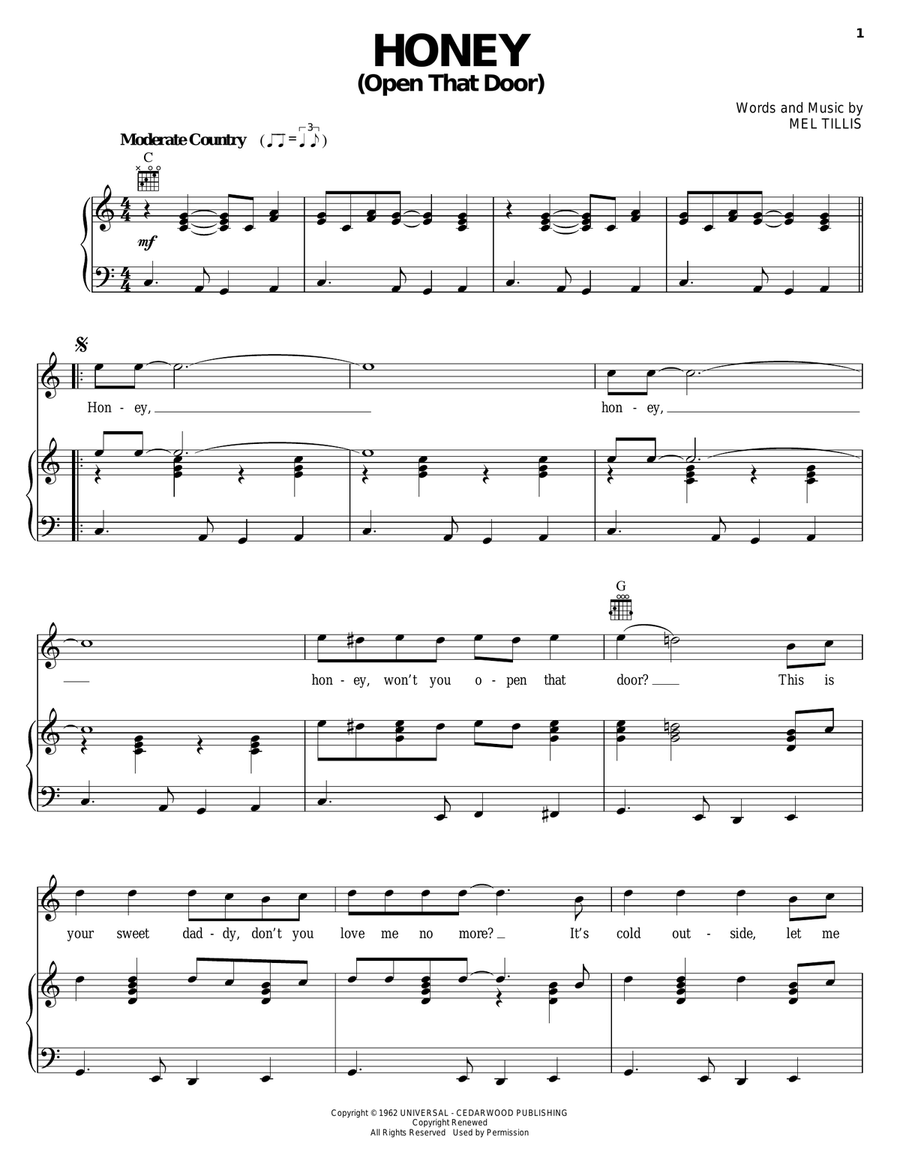 Honey (Open That Door) Honey (Open That Door) Piano, Vocal, Guitar scores gallery preview page 1