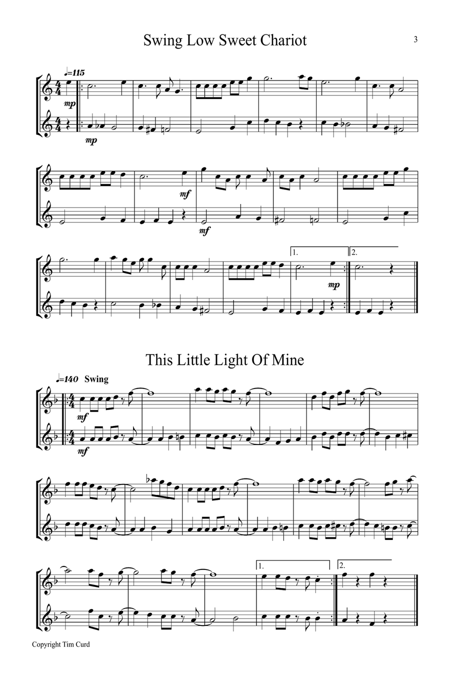 9 Spirituals, Duets For Flute Flute Duet scores gallery preview page 3