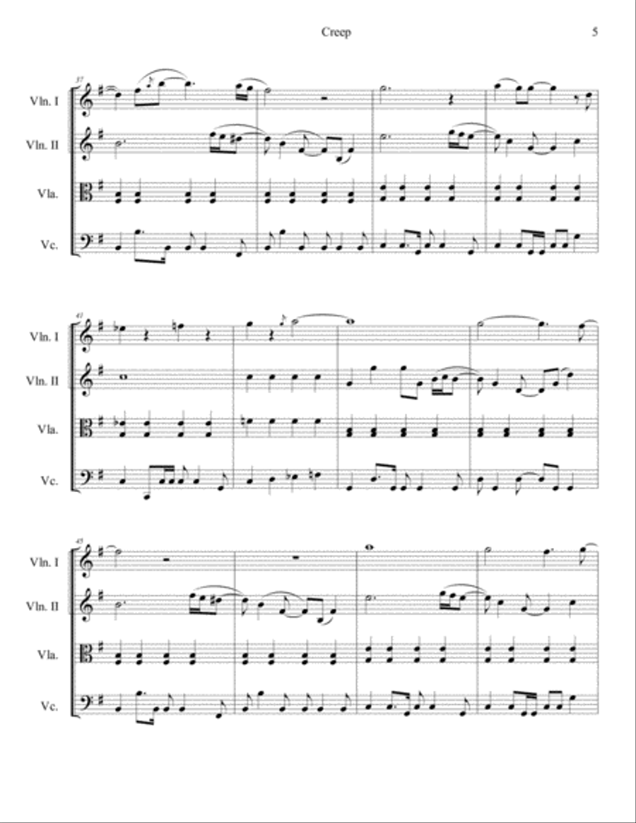 Creep String Quartet scores gallery preview page 6