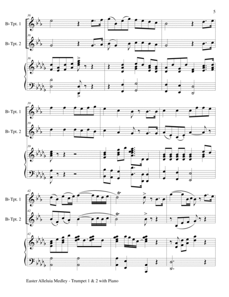 EASTER ALLELUIA MEDLEY (Trio – Bb Trumpet 1 & 2 with Piano) Score and Parts image number null