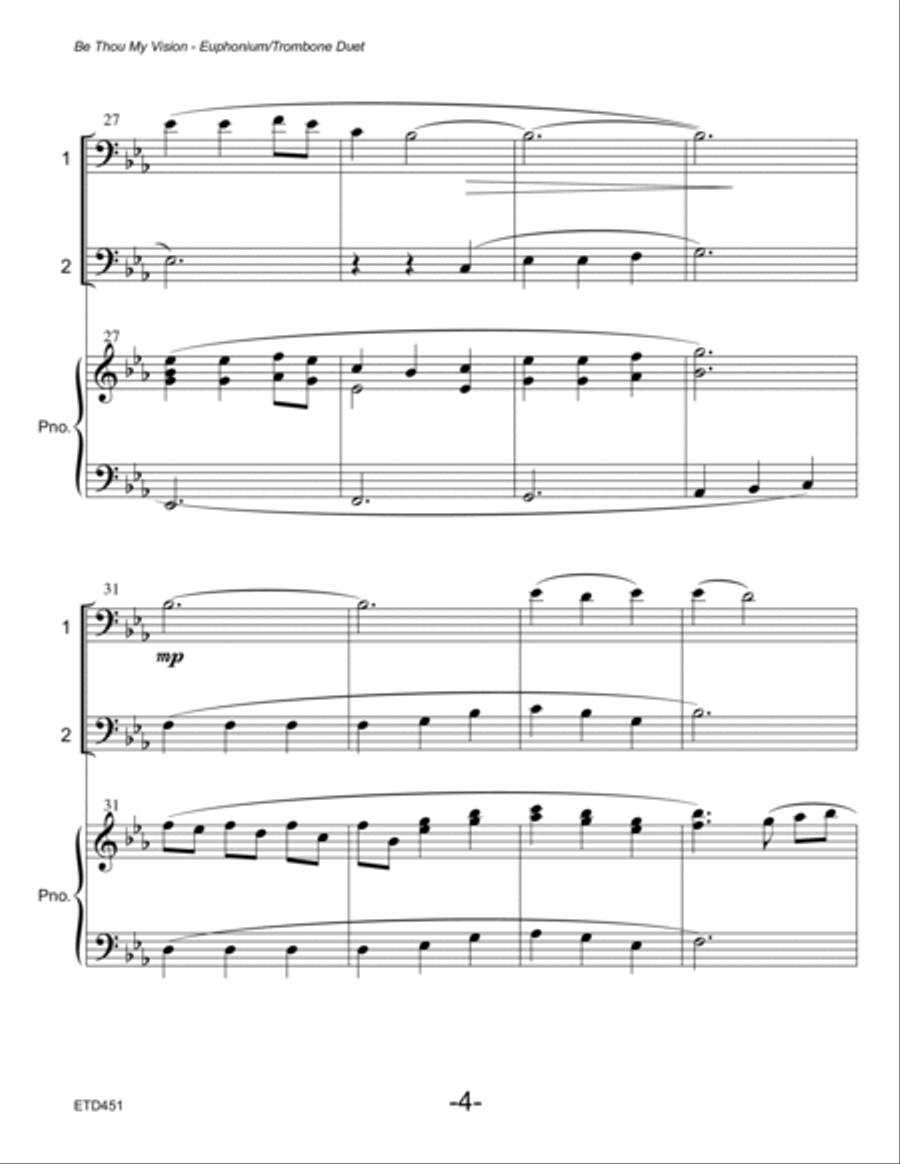 BE THOU MY VISION - TROMBONE/EUPHONIUM DUET with Piano Accompaniment Brass Duet scores gallery preview page 4