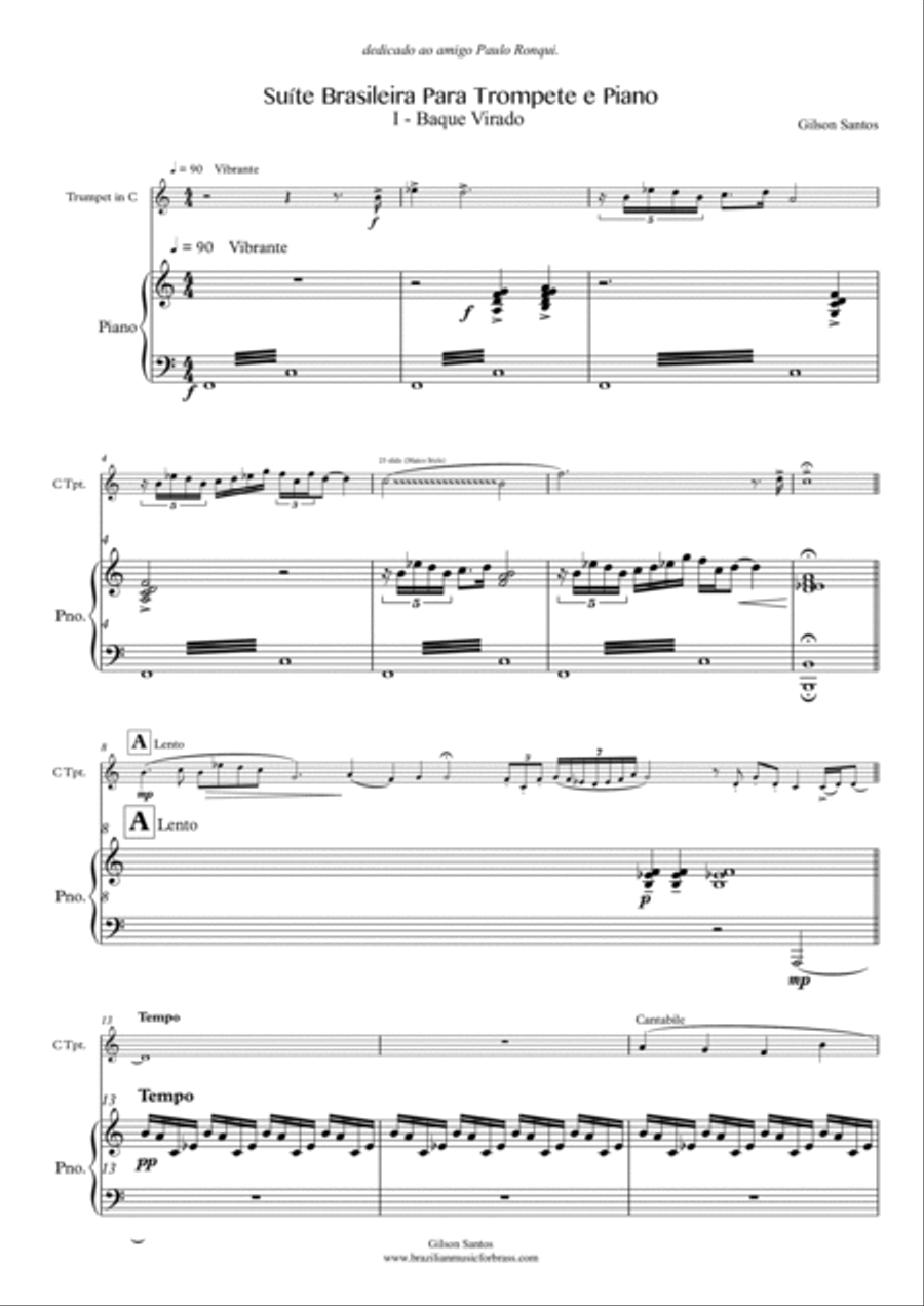 Brazilian Suite for Trumpet and Piano Trumpet Solo scores gallery preview page 4