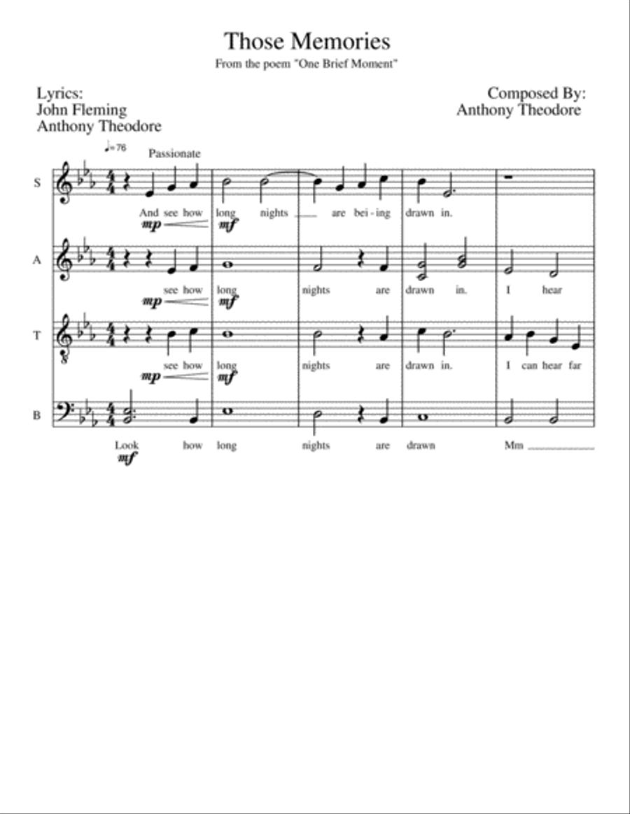 Those Memories 4-Part scores gallery preview page 1