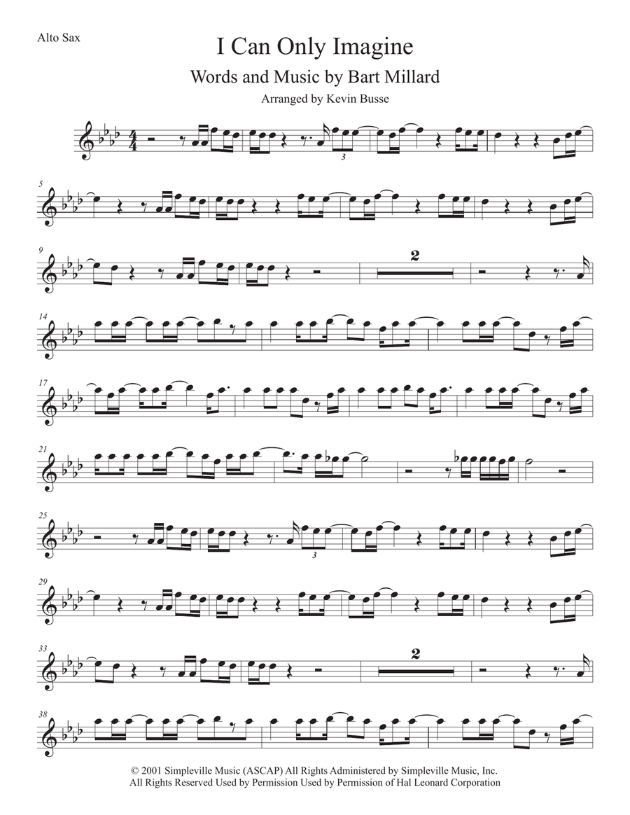 I Can Only Imagine Alto Saxophone scores gallery preview page 1