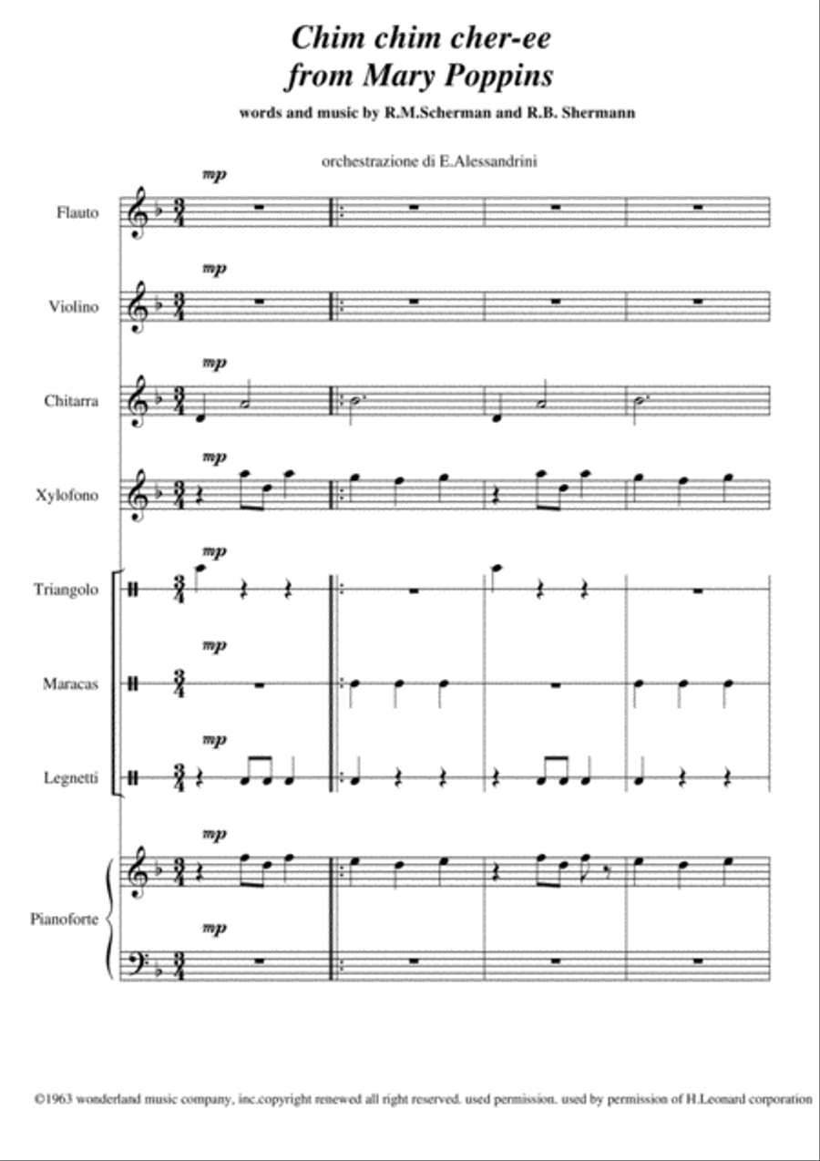 Chim Chim Cher-ee from Walt Disney's MARY POPPINS Small Ensemble scores gallery preview page 1