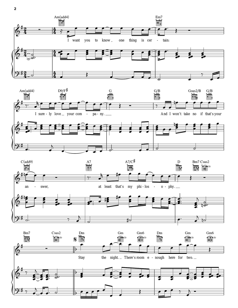 Stay The Night Piano, Vocal, Guitar scores gallery preview page 2
