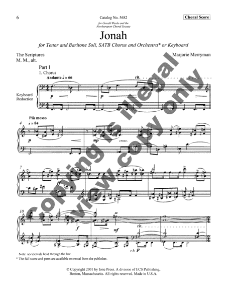 Jonah (Piano/Vocal Score)