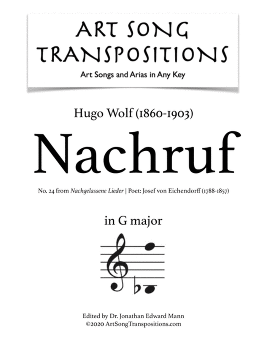 WOLF: Nachruf (transposed to G major)