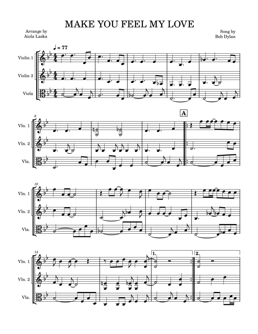 Make You Feel My Love Make You Feel My Love String Trio scores gallery preview page 1