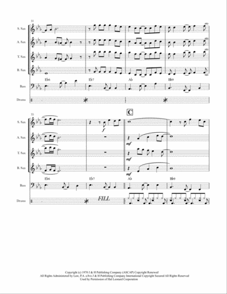Feliz Navidad Saxophone Quartet scores gallery preview page 5
