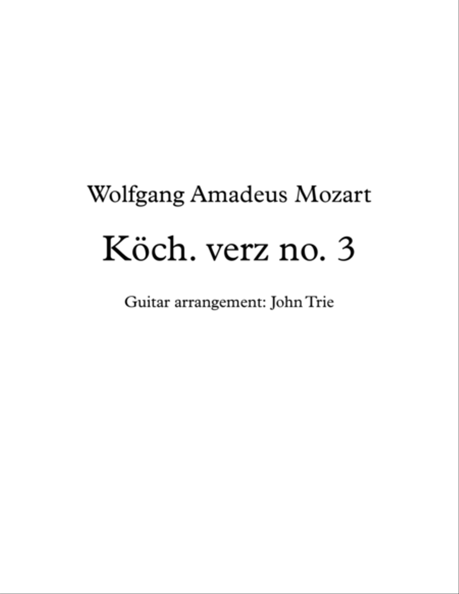 Köch. verz no. 3 Köch. verz no. 3 Acoustic Guitar scores gallery preview page 1