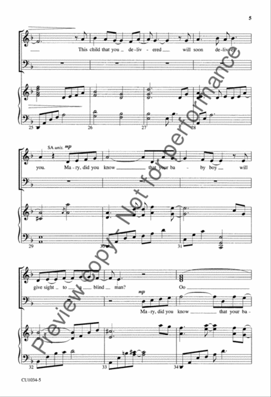 Mary, Did You Know? 4-Part scores gallery preview page 6