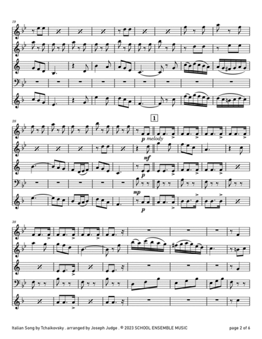 Italian Song by Tchaikovsky for Woodwind Quartet in Schools image number null