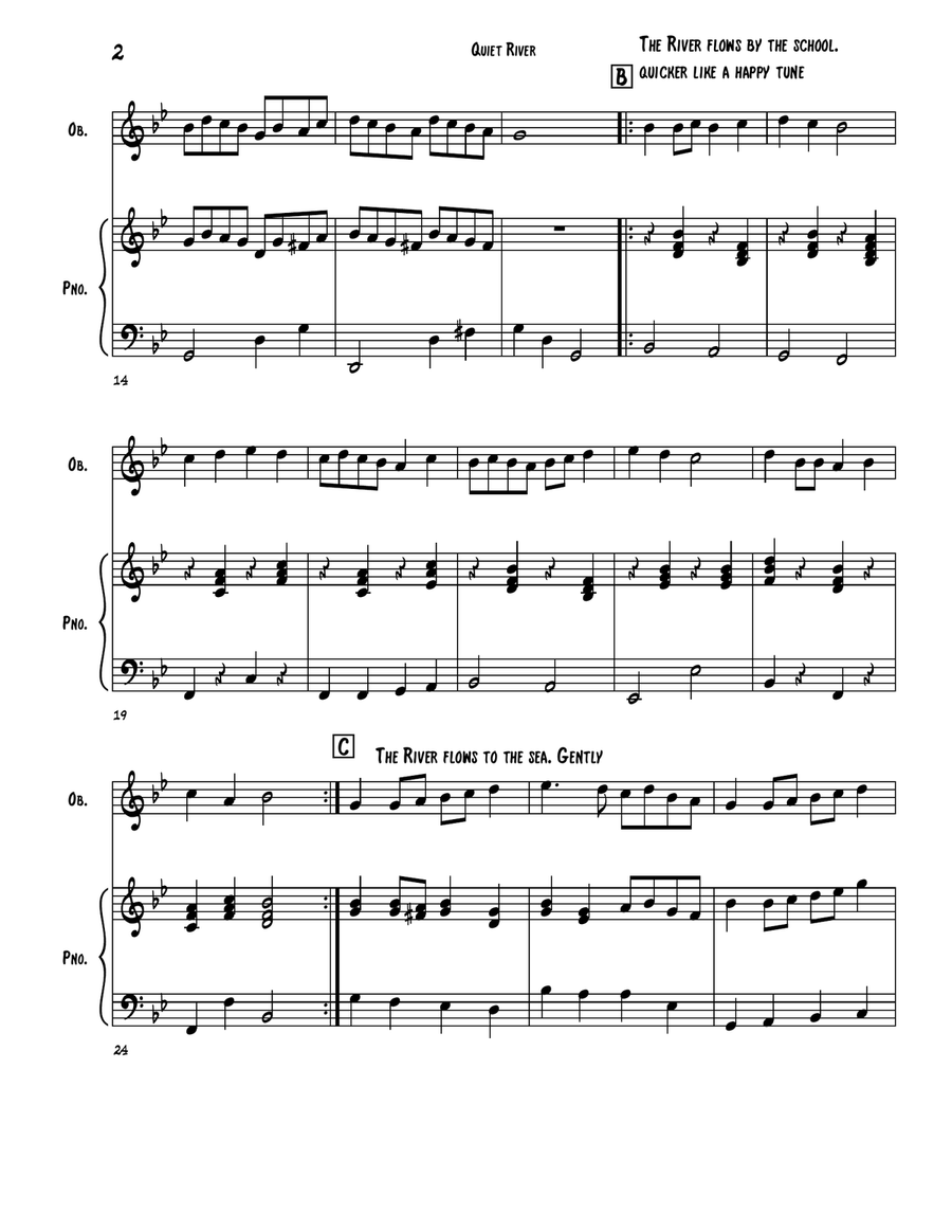 Quiet River for Oboe and Piano Piano Accompaniment scores gallery preview page 2