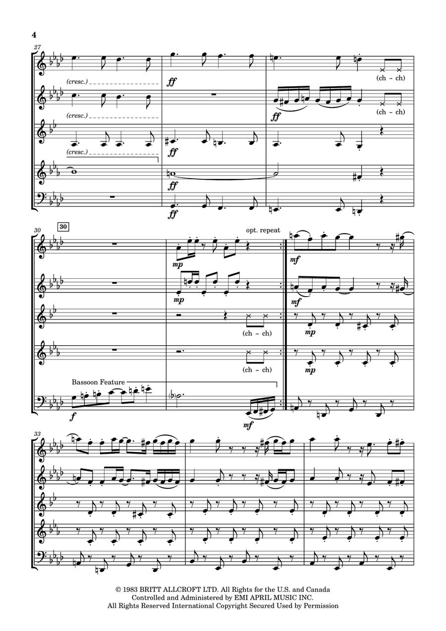 Thomas Theme Woodwind Quintet scores gallery preview page 4